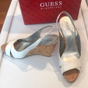 Guess patent leather wedge sandals